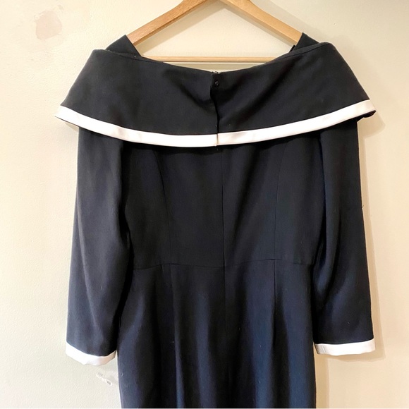 Vintage 80s Arnold Scaasi Dress Black White Classic Size 14 - NWT - Picture 3 of 9